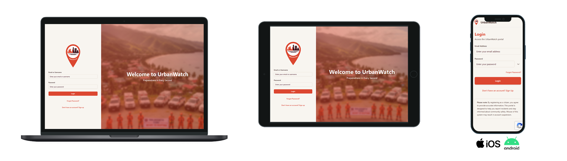 UrbanWatch on laptop, tablet, and mobile